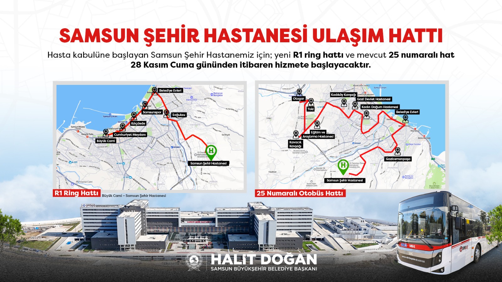 TOPLU TAŞIMAYLA ŞEHİR HASTANESİNE ULAŞIM DÖNEMİ BAŞLADI
